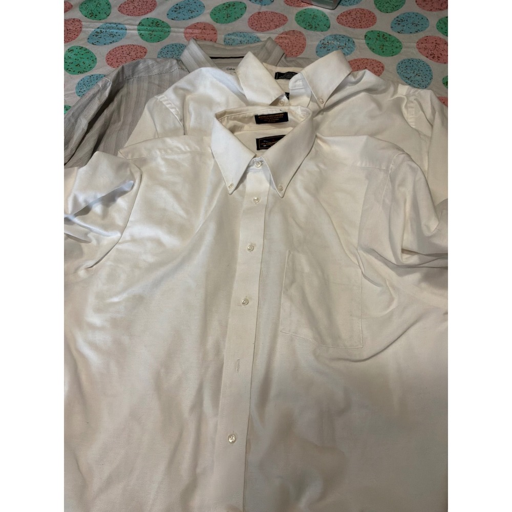 Mens Shirt Bundle 17.5 XL Arrow Oxford Puritan‎ White Calvin Klein Striped 3pc